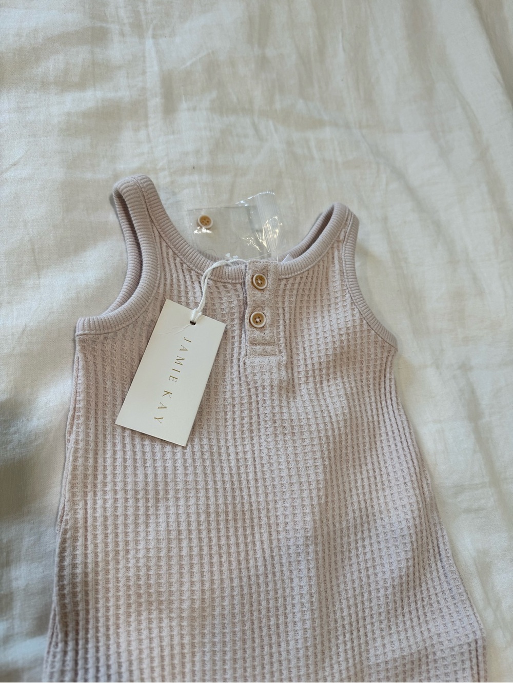 Jamie Kay Ribbed Tank Romper in Pale Blush
